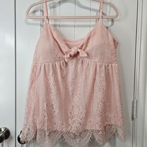 Pink Lace Babydoll Tank